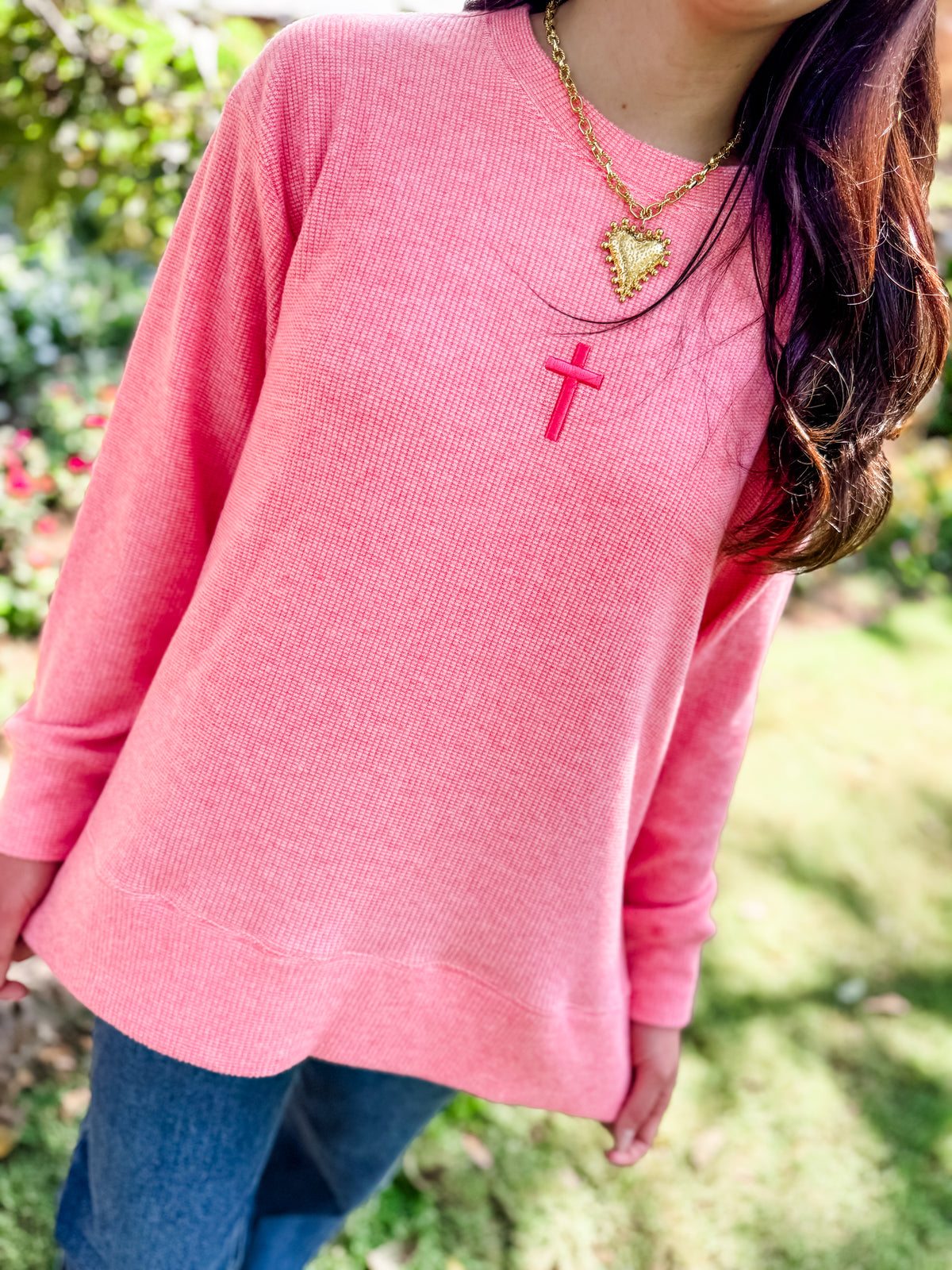 Cozy Day Waffle Pullover - Cross