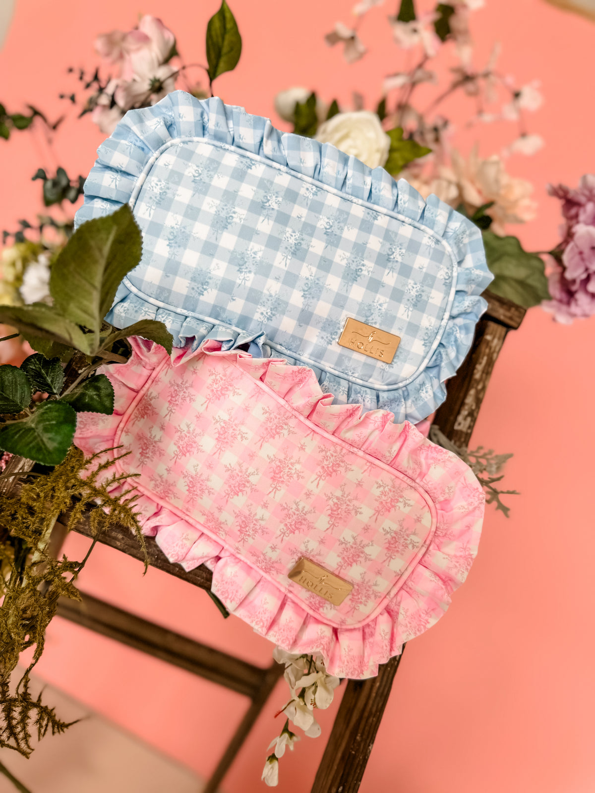 Ruffled Nylon Medium Pouch