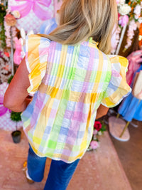 Multicolor Gingham Ruffle Blouse