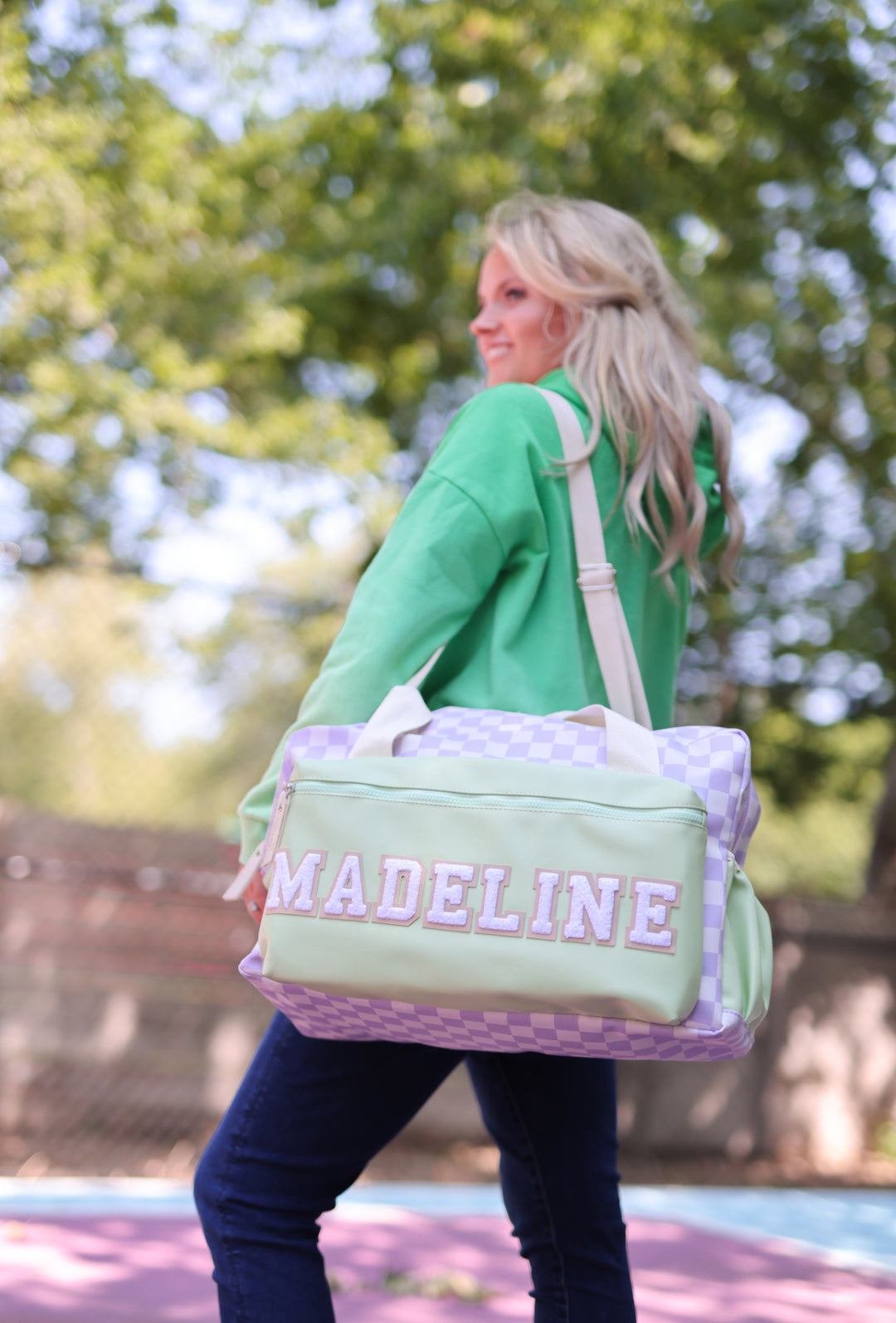 Duffle Bag - Daydream Checkered (Lime/Lilac/Cream)