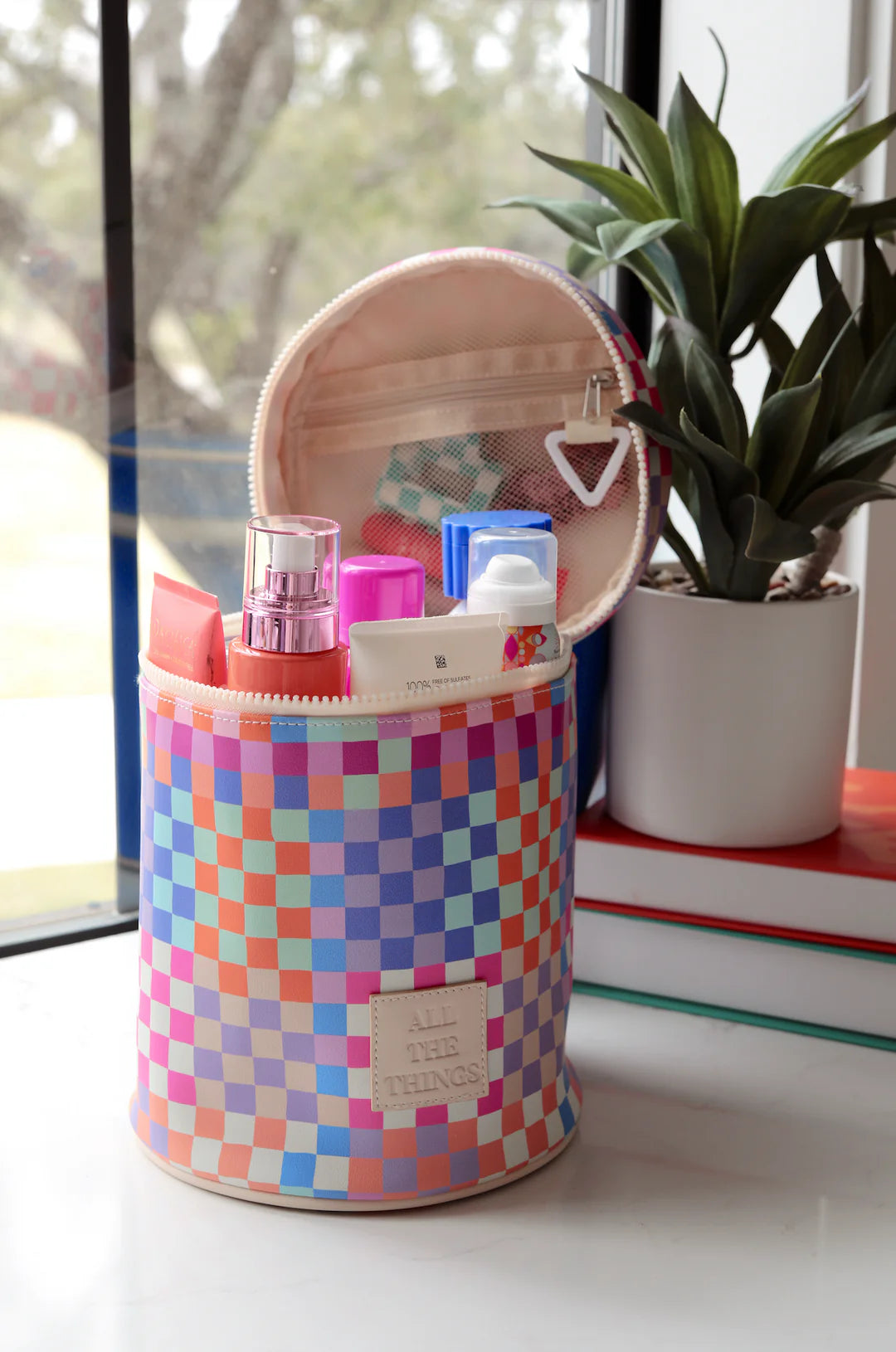Barrel Toiletry Bag - All The Things (Happy Checkered