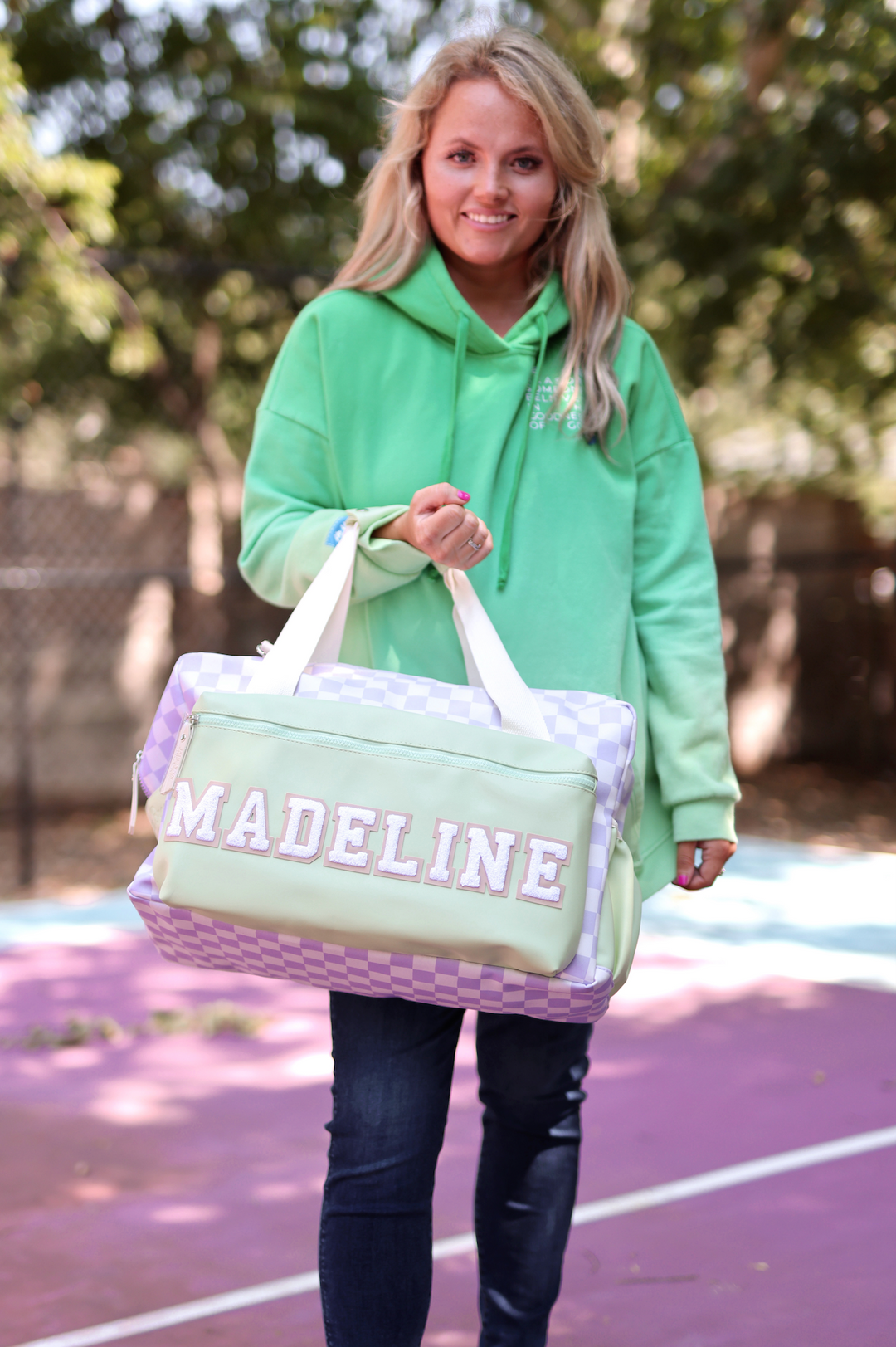 Duffle Bag - Daydream Checkered (Lime/Lilac/Cream)