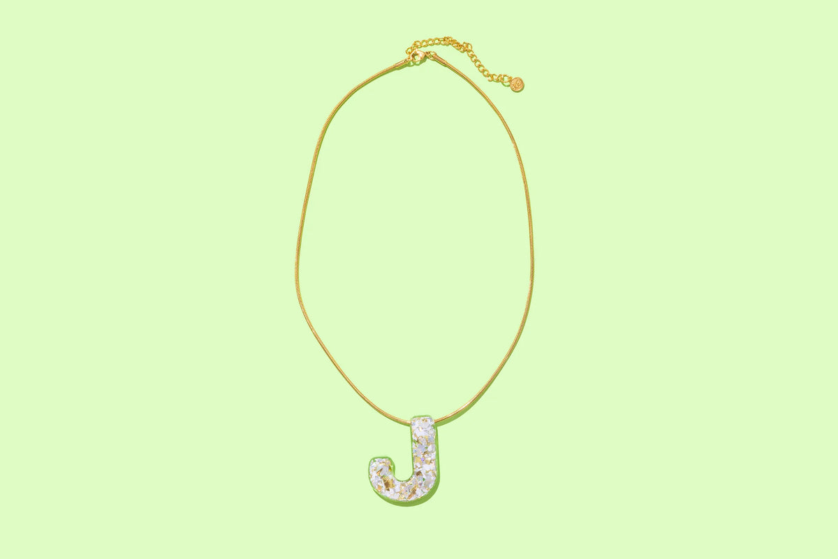 Pearl Confetti Letter Necklaces
