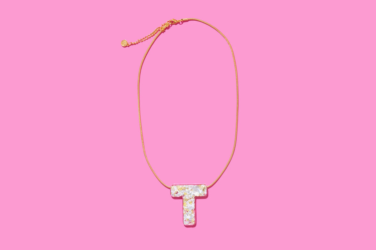 Pearl Confetti Letter Necklaces
