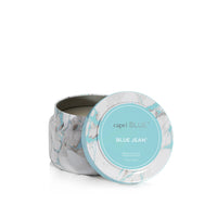 Blue Jean Modern Marble Printed Travel Tin Candle