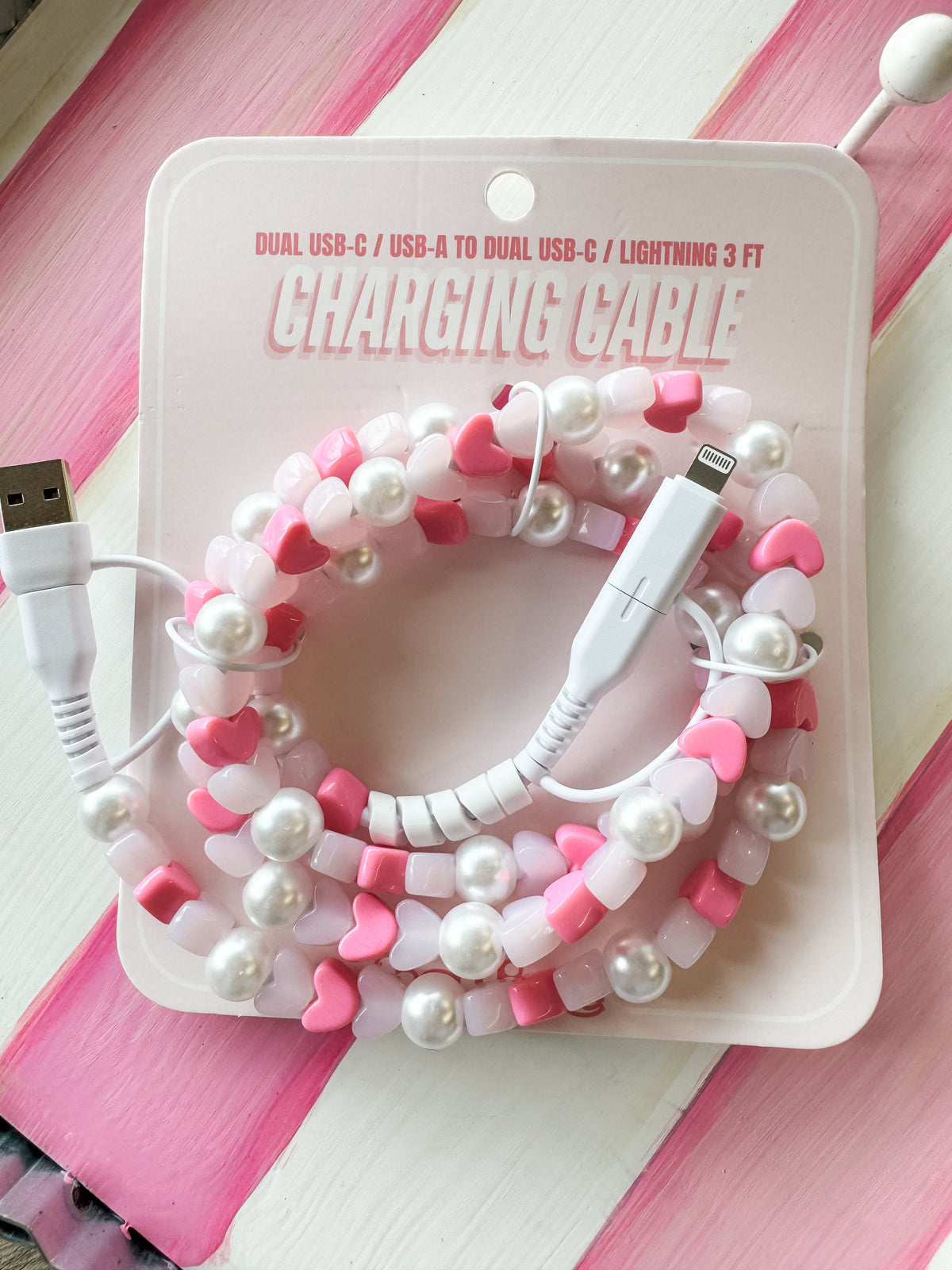 Pink and Pearl Beaded Charger