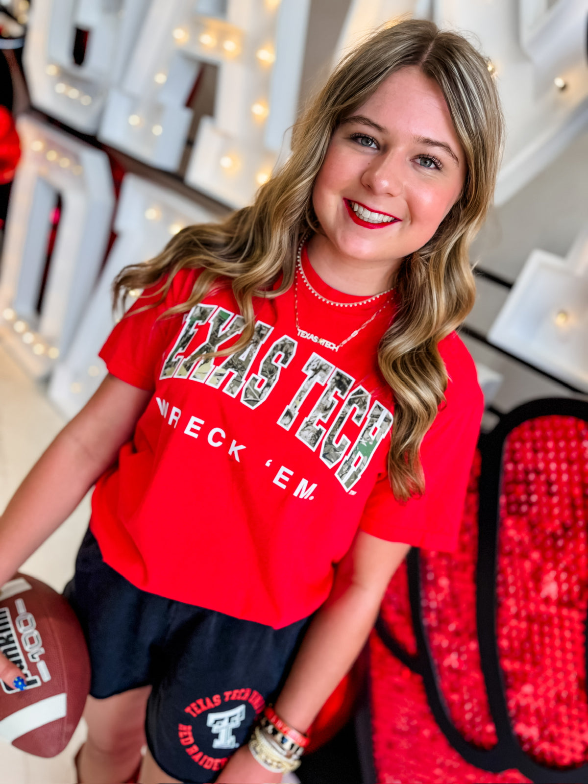 Red Texas Tech Camo Filled Gault Tee