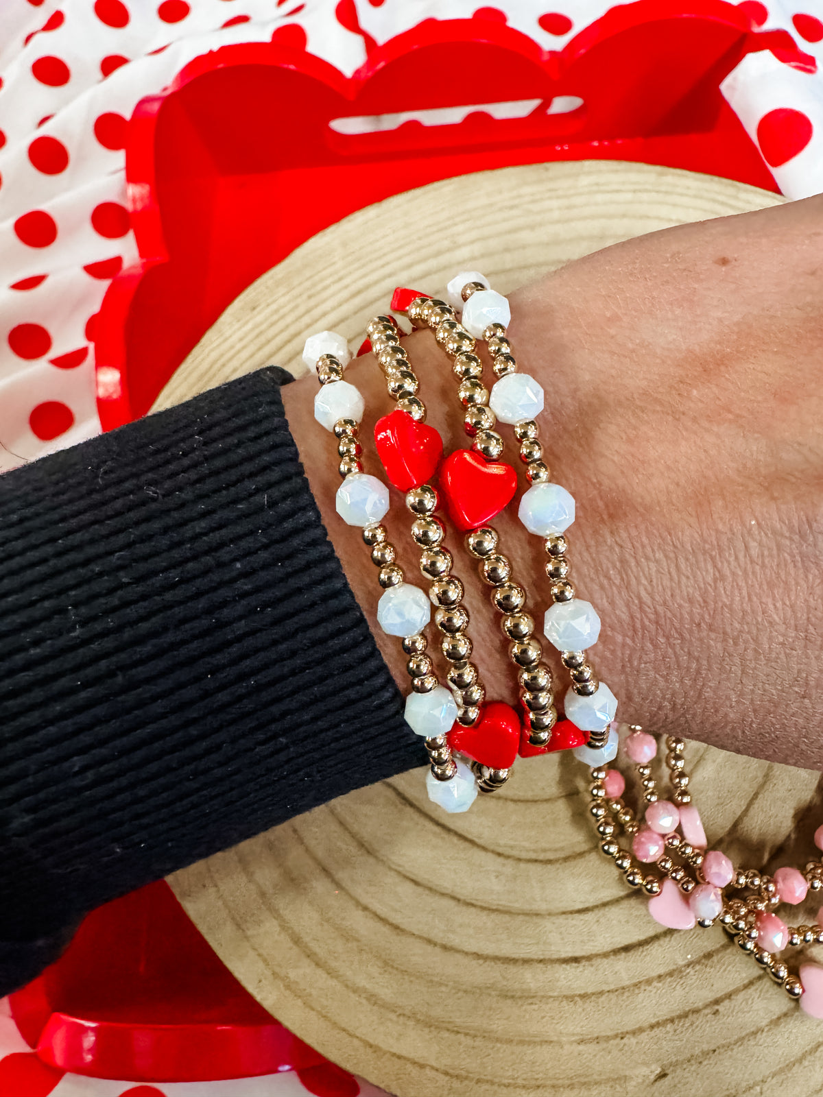 Beaded Heart Sparkle Stack