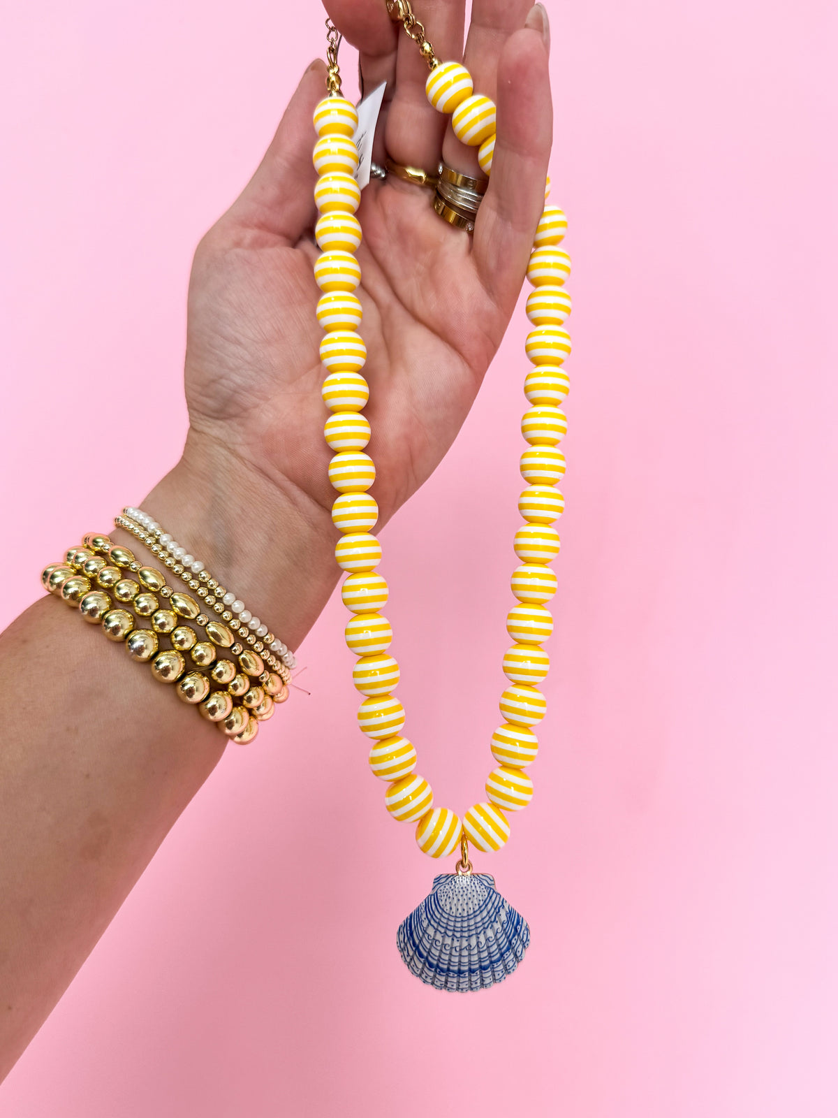 Yellow Stripe Necklace-2 Pendant