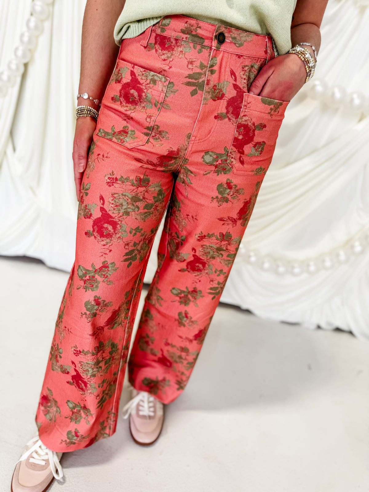 Sloane Floral Pants - Pink