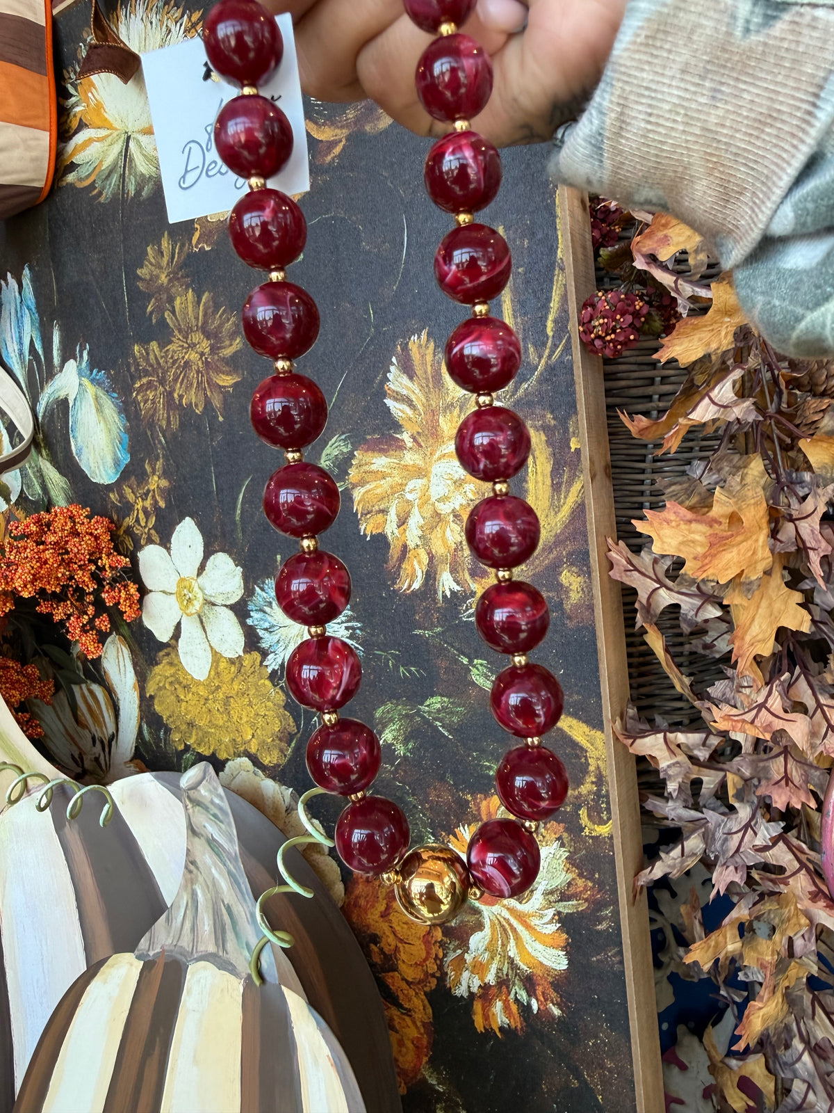 Wine Beaded Necklace