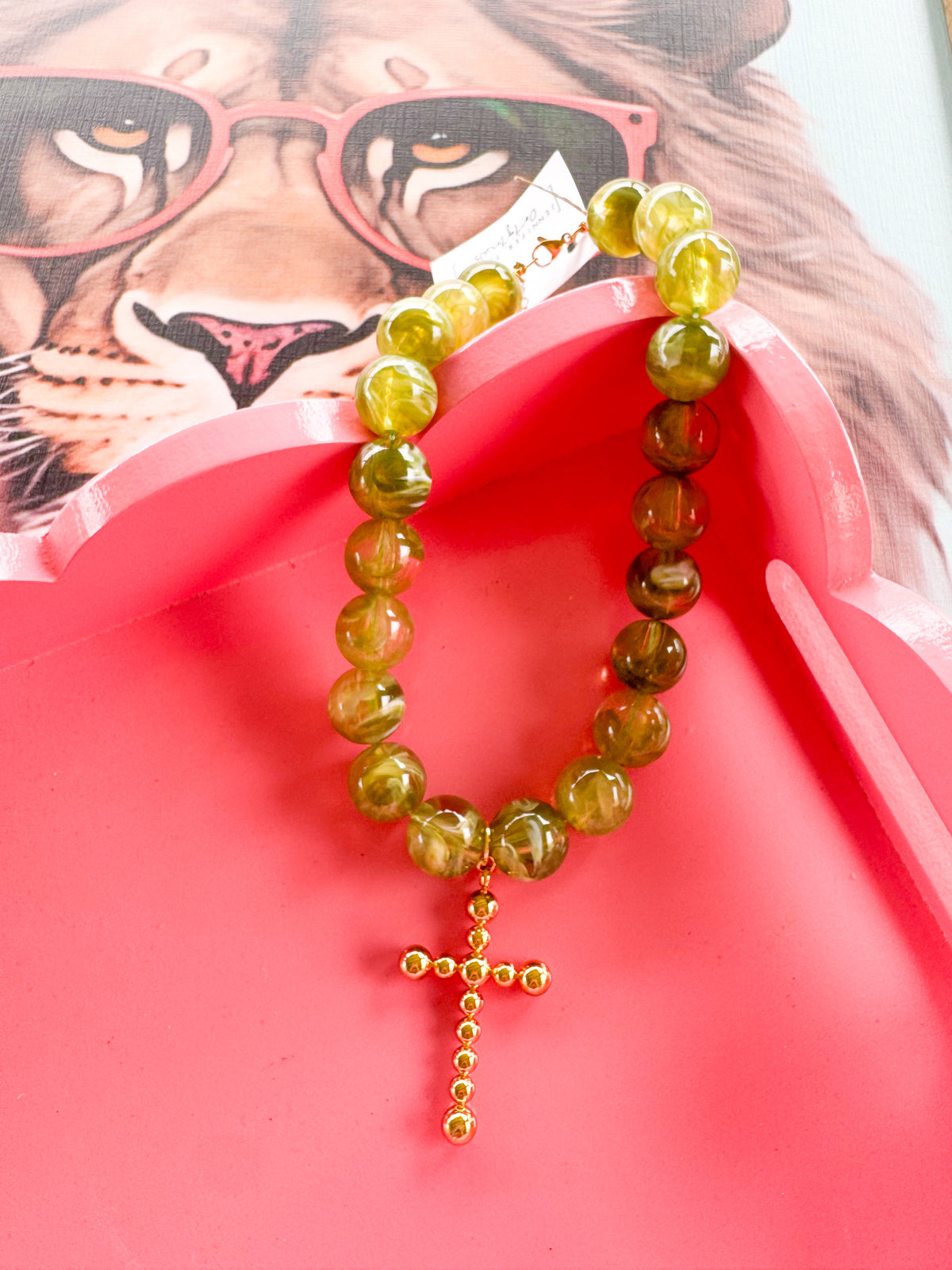 Beaded Cross Beaded Necklace