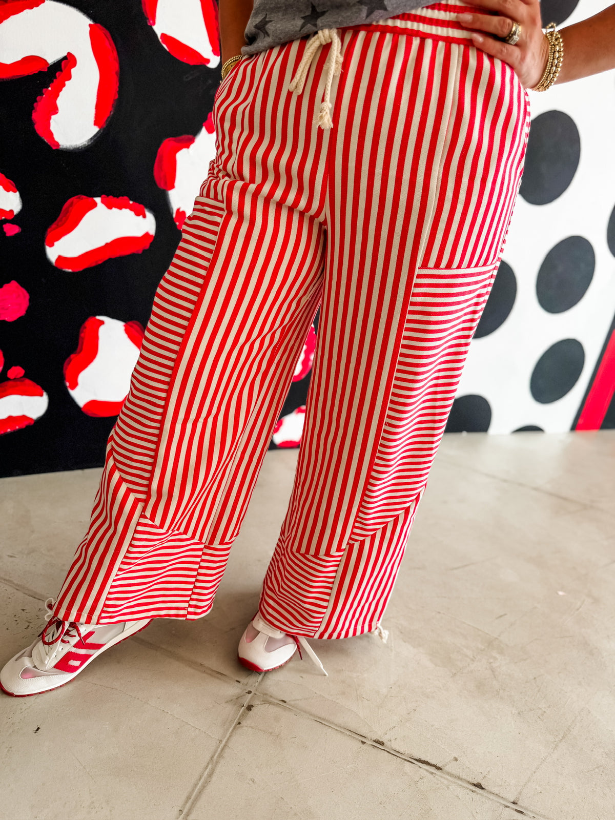 Red Striped Parachute pants