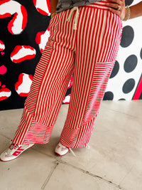 Red Striped Parachute pants