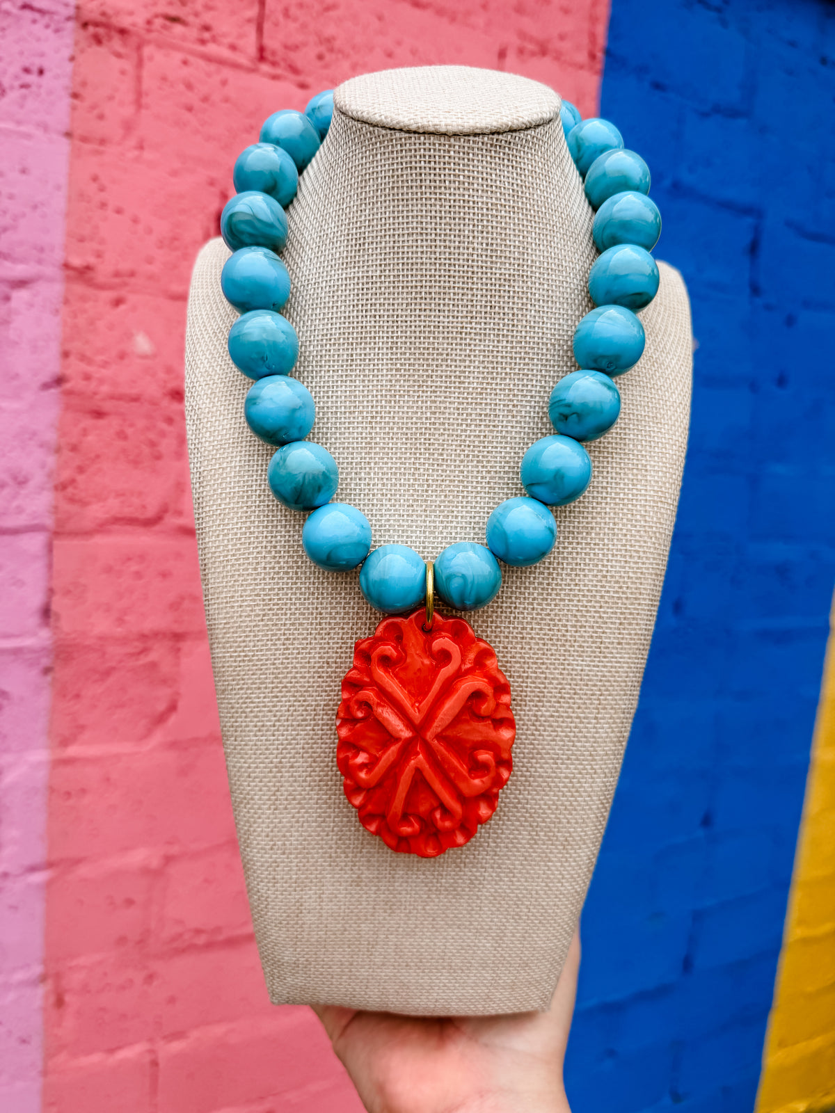 Solid Medallion Beaded Necklace