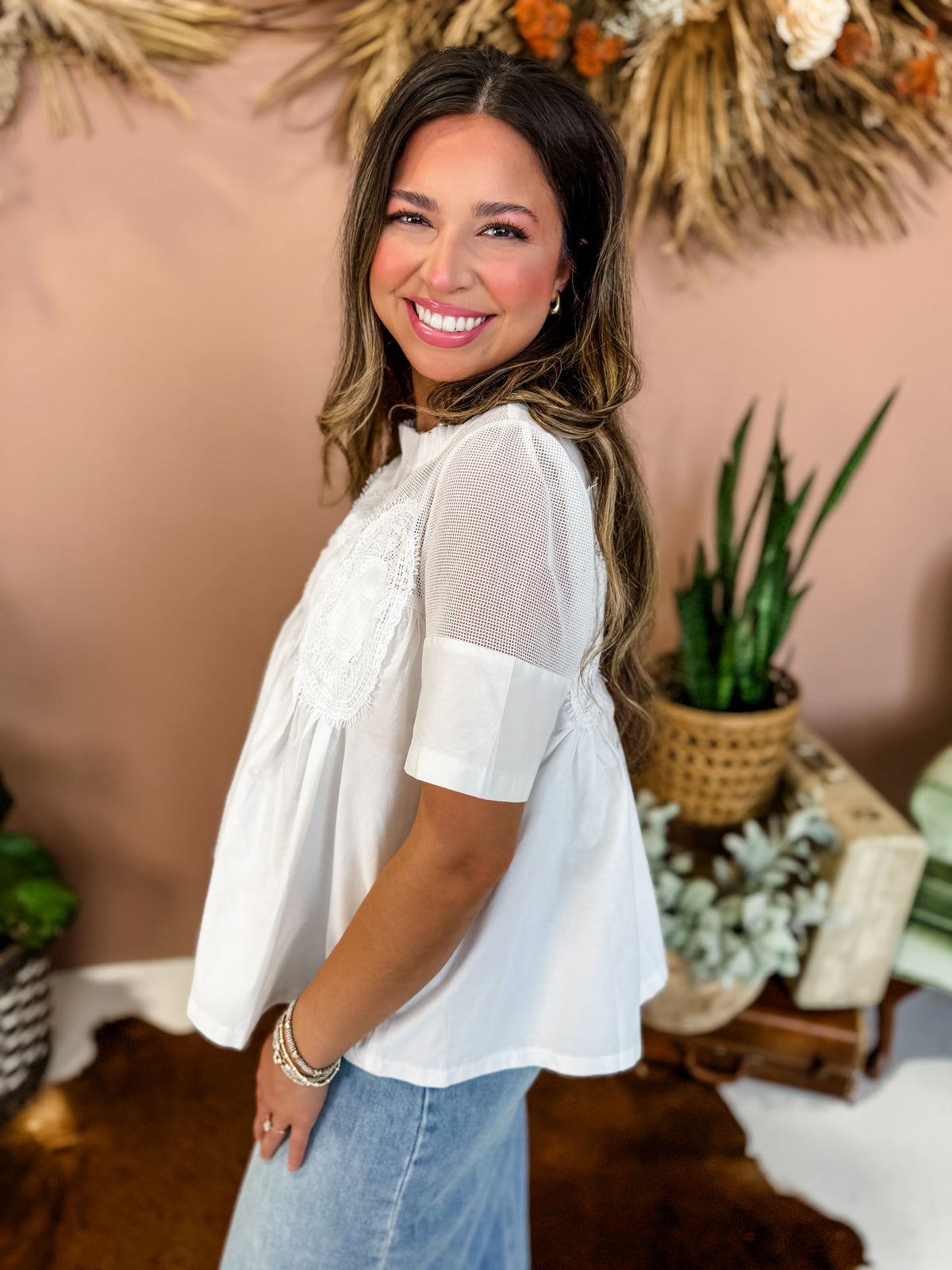 Kelli Lace Short Sleeve Top