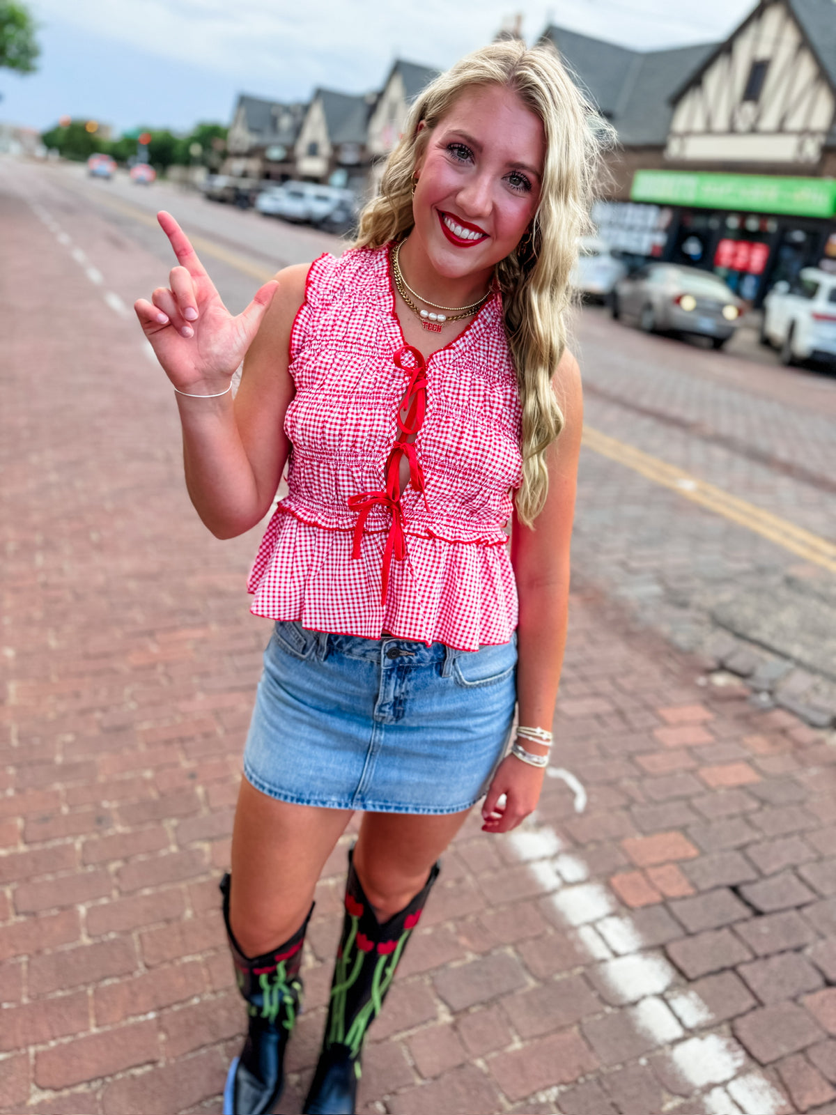 Gingham On A Gameday Top