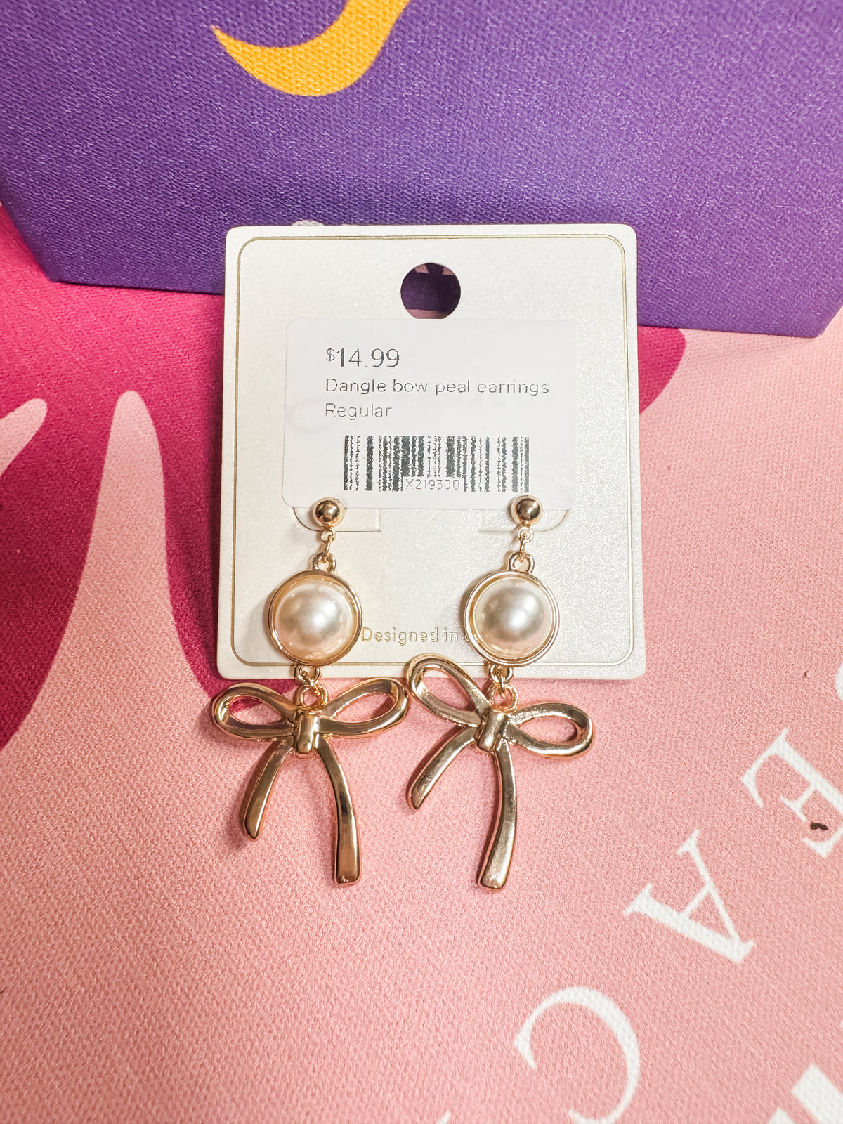 Dangle Bow Pearl Earrings