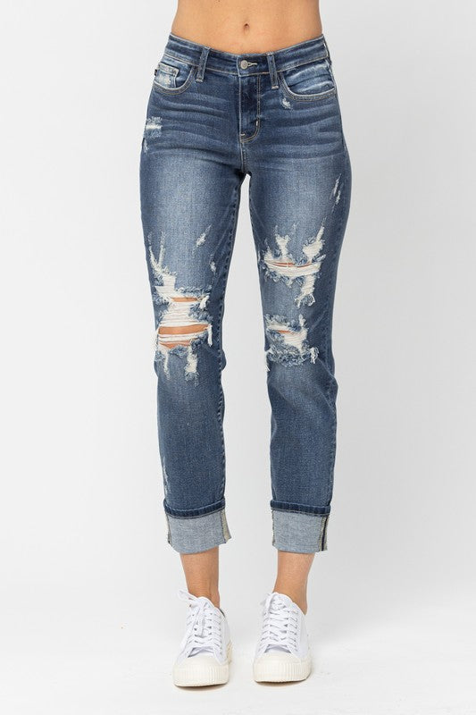 Distressed Boyfriend Judy Blue Jeans- 82427