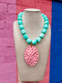 Solid Medallion Beaded Necklace