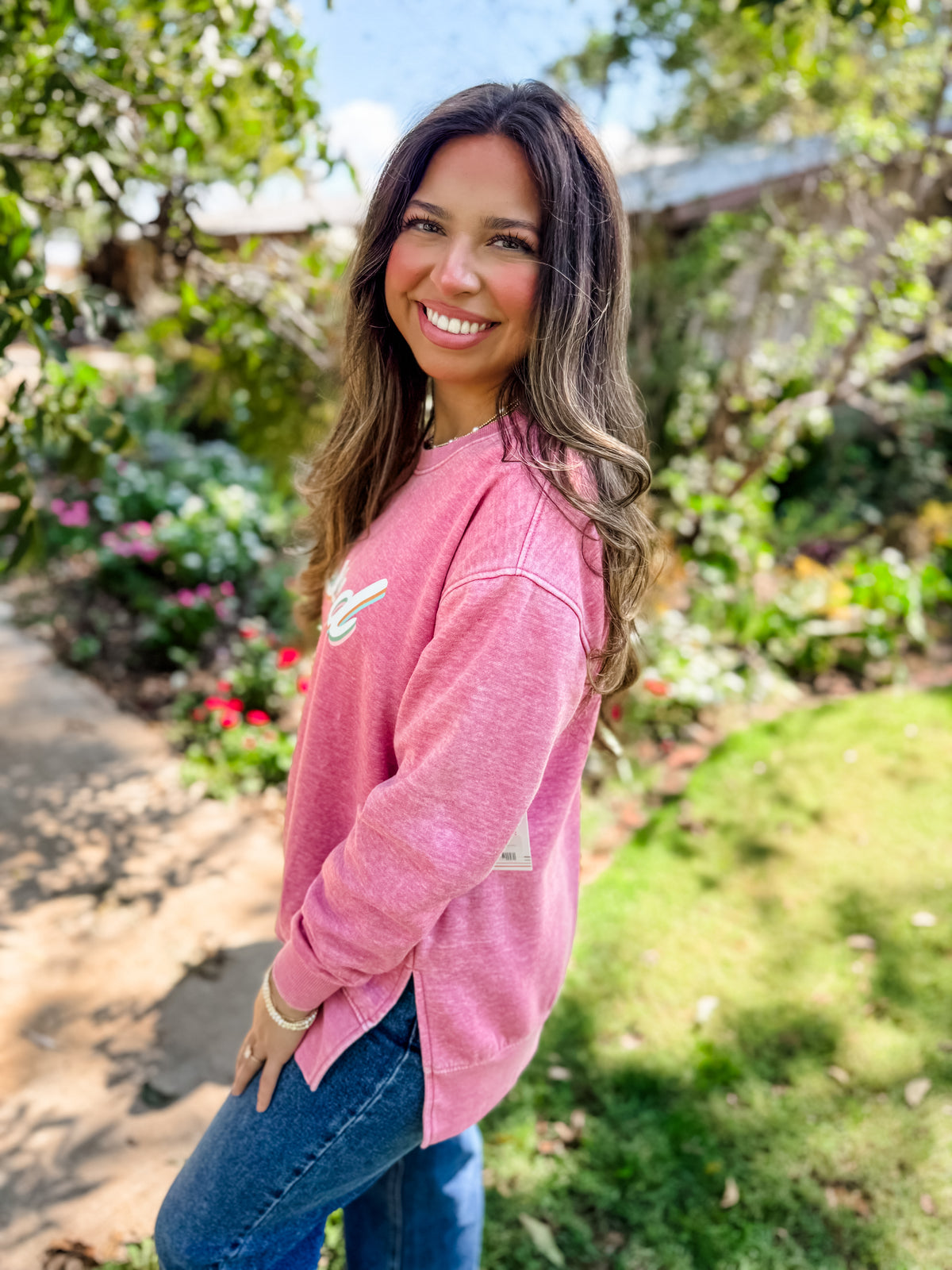 Blessed Burnout Sweatshirt - Dusty Rose