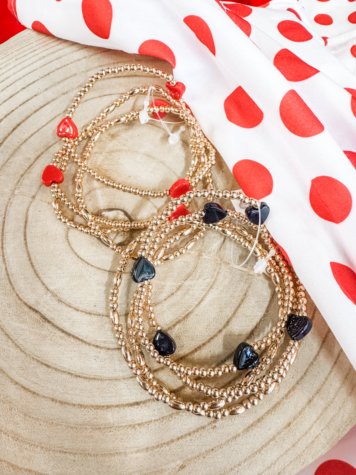 Beaded Heart Stack Bracelet