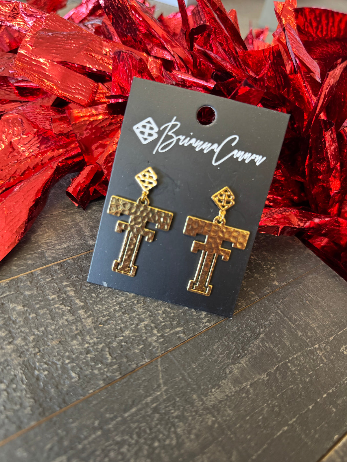 TEXAS TECH GOLD LOGO EARRING WITH BC LOGO