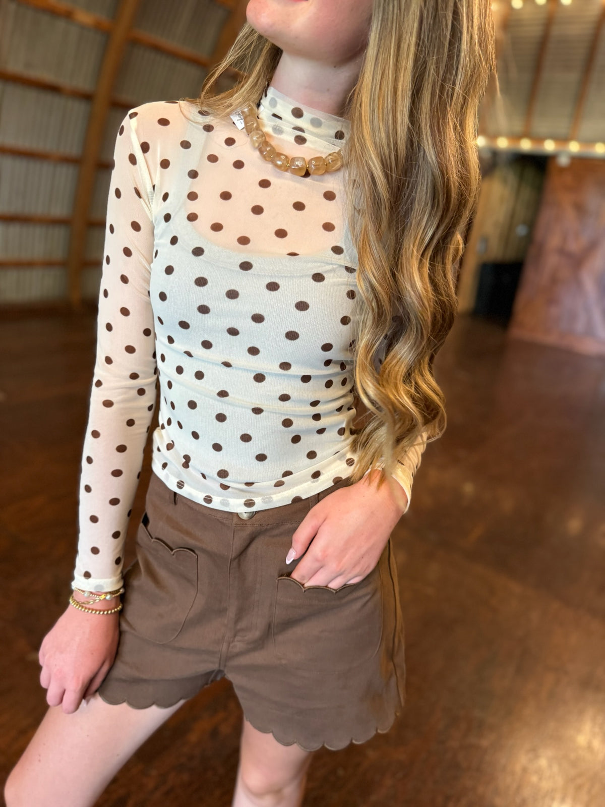 Isn't It Fun Brown Scallop Shorts