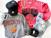 Texas Tech Basketball fling puff thrifted sweatshirt