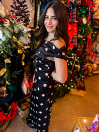 Remie Satin Polka Dot Dress