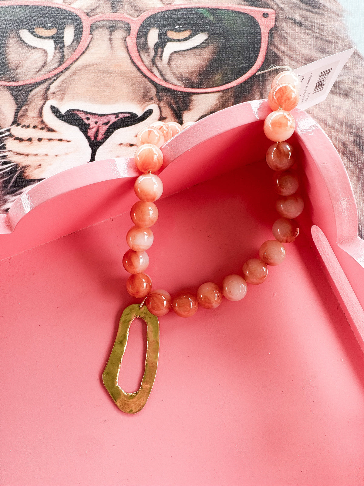 Opal Gold Charm Beaded Necklace