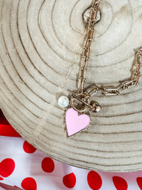 Pinkie Pearl Heart Necklace