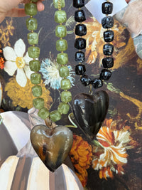 Square beaded horn heart necklace