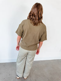 Olive Ribbed Top
