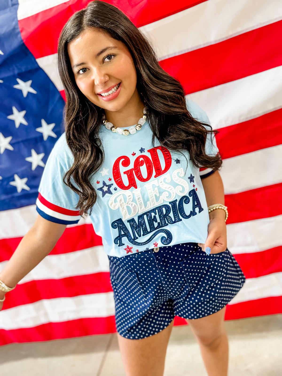 BC GOD BLESS AMERICA SPARKLE TEE
