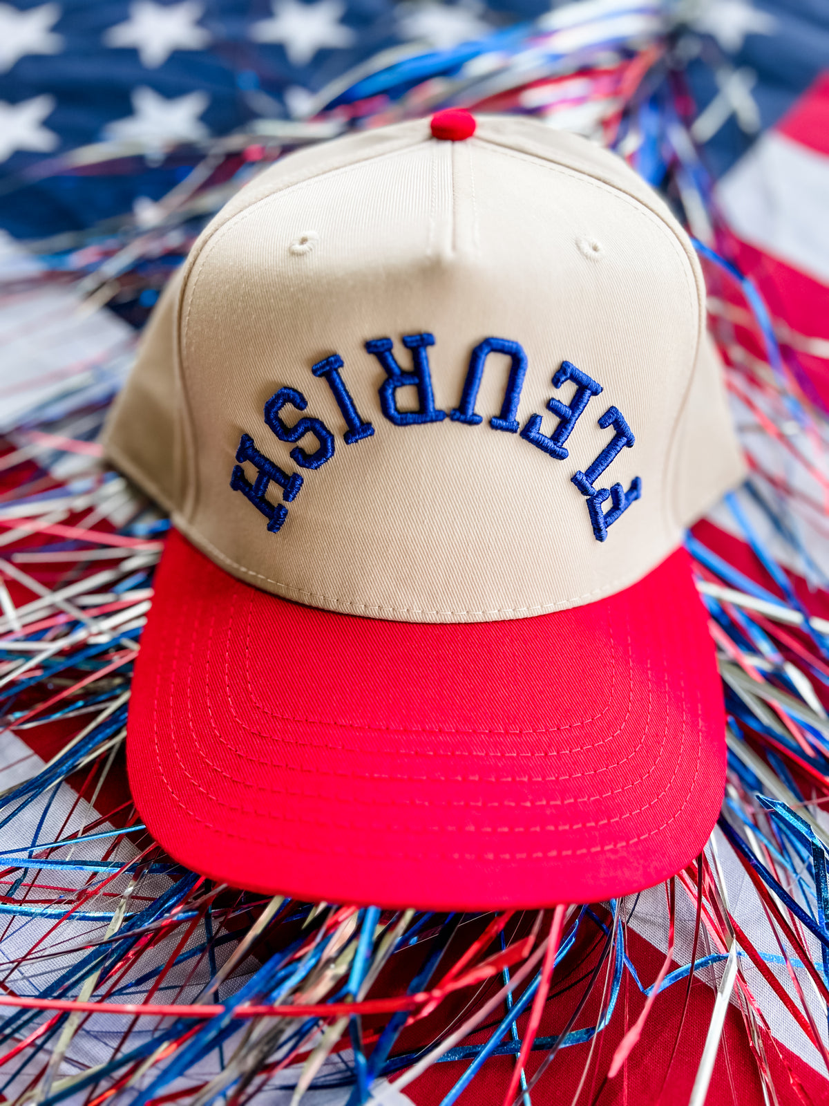 Upside Down Fleurish Cap - Red And Navy