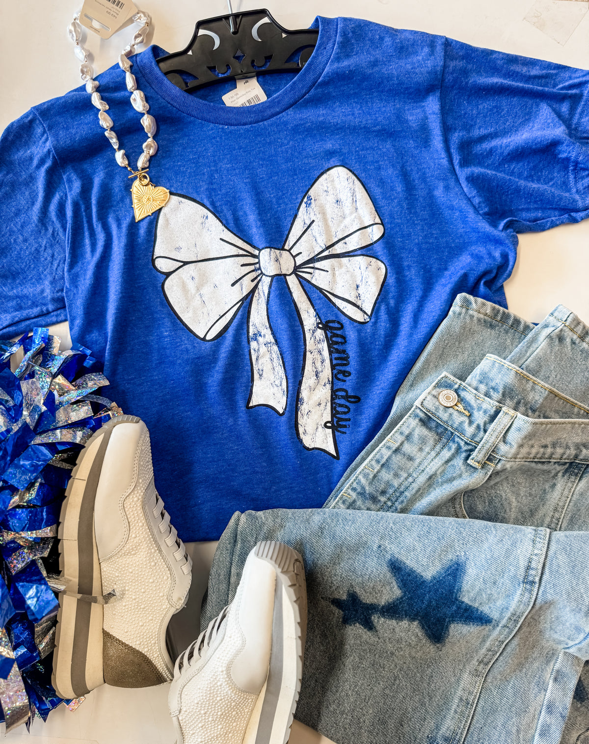 Blue Gameday Bow Tee