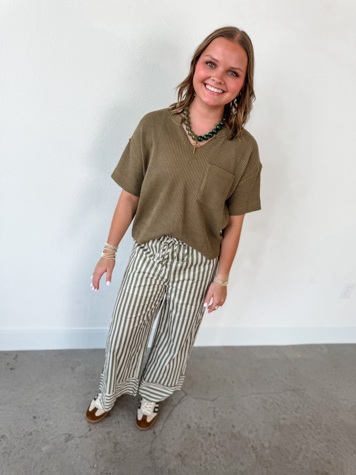 Olive Ribbed Top