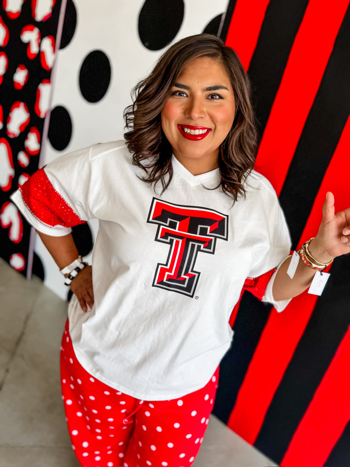 Texas Tech Red Raiders Dominance Rhinestone Stripe Varsity Tee