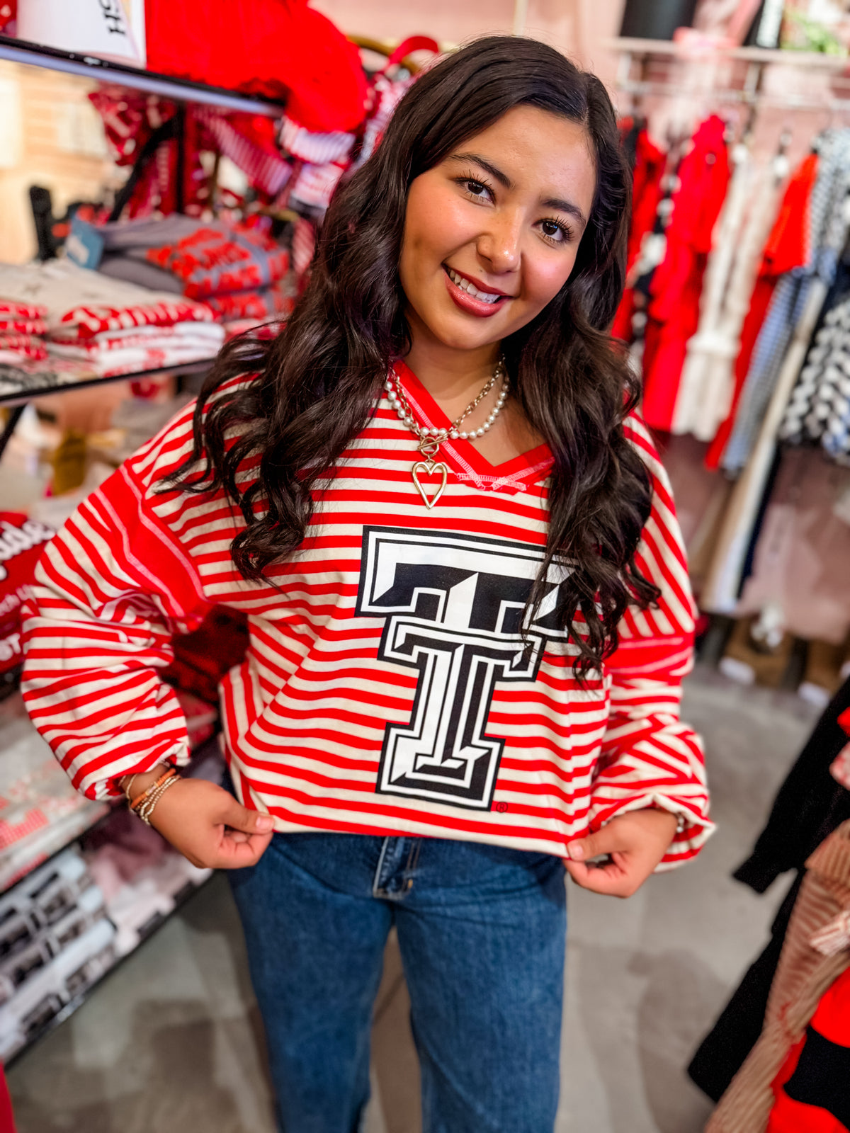Striped tech logo long sleeve