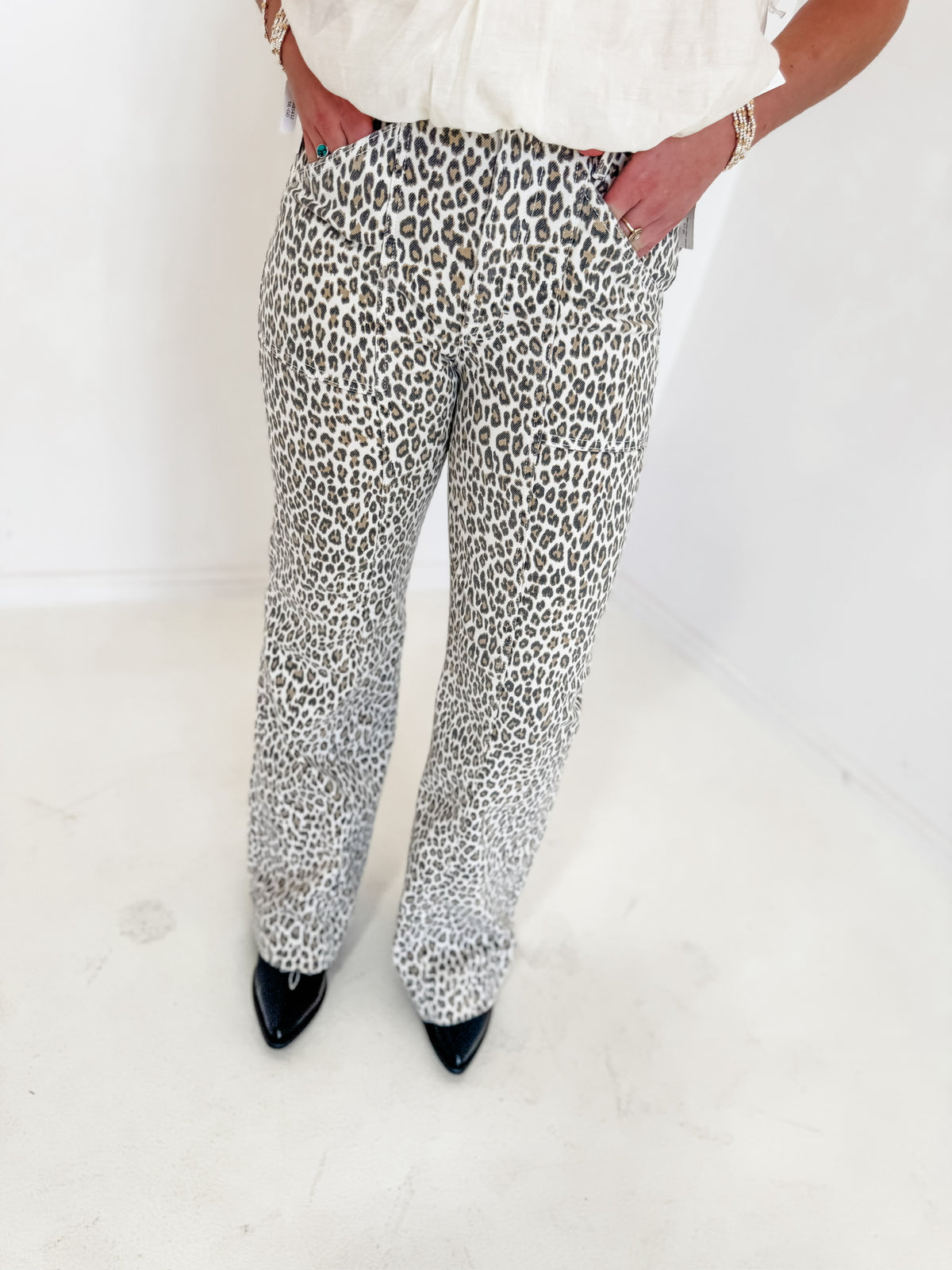 Happi White Cheetah Jeans