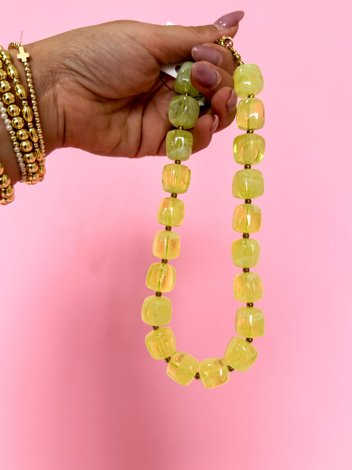 Chunky Square Beaded Necklace