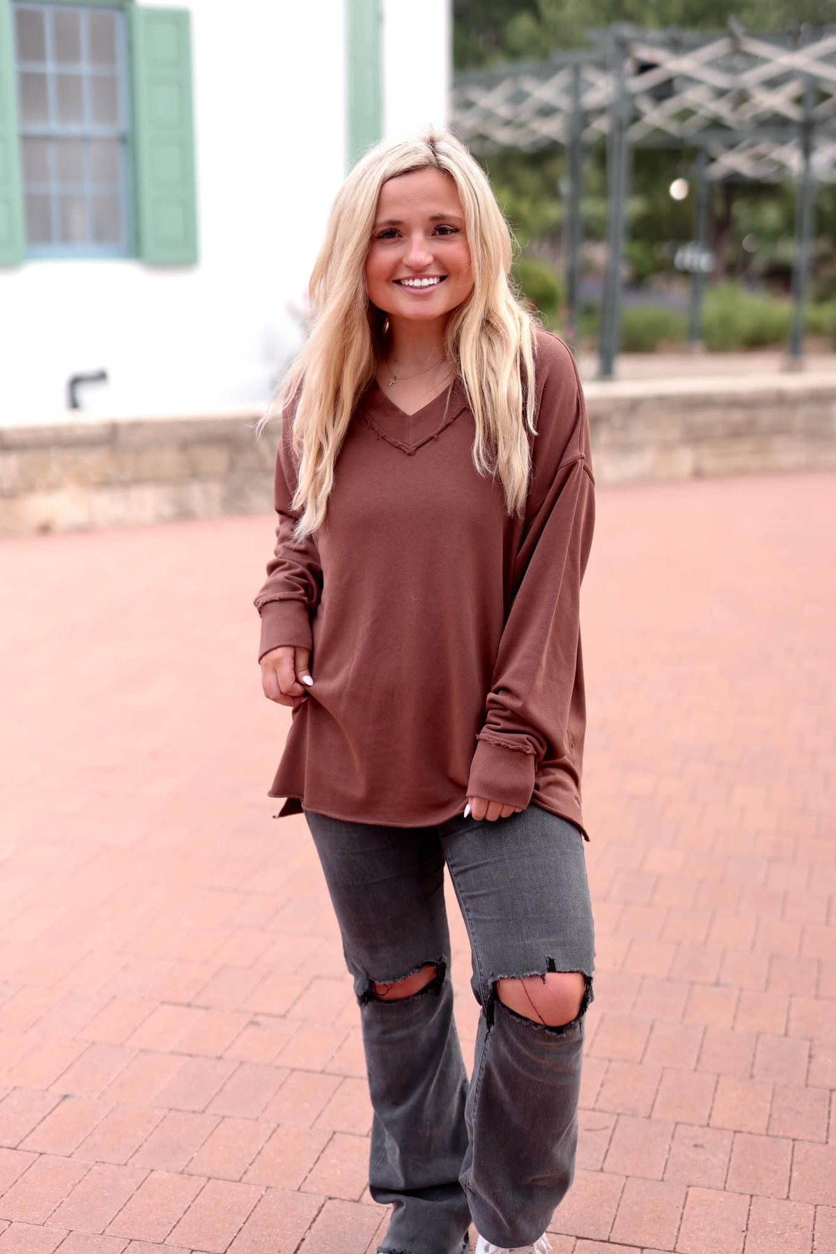 Oversized V-Neck Pullover - Long Sleeve - 5 Colors