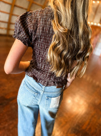 Fall Plaid Smocked Top
