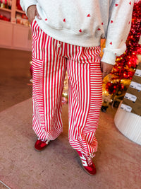 Red stripe parachute pants