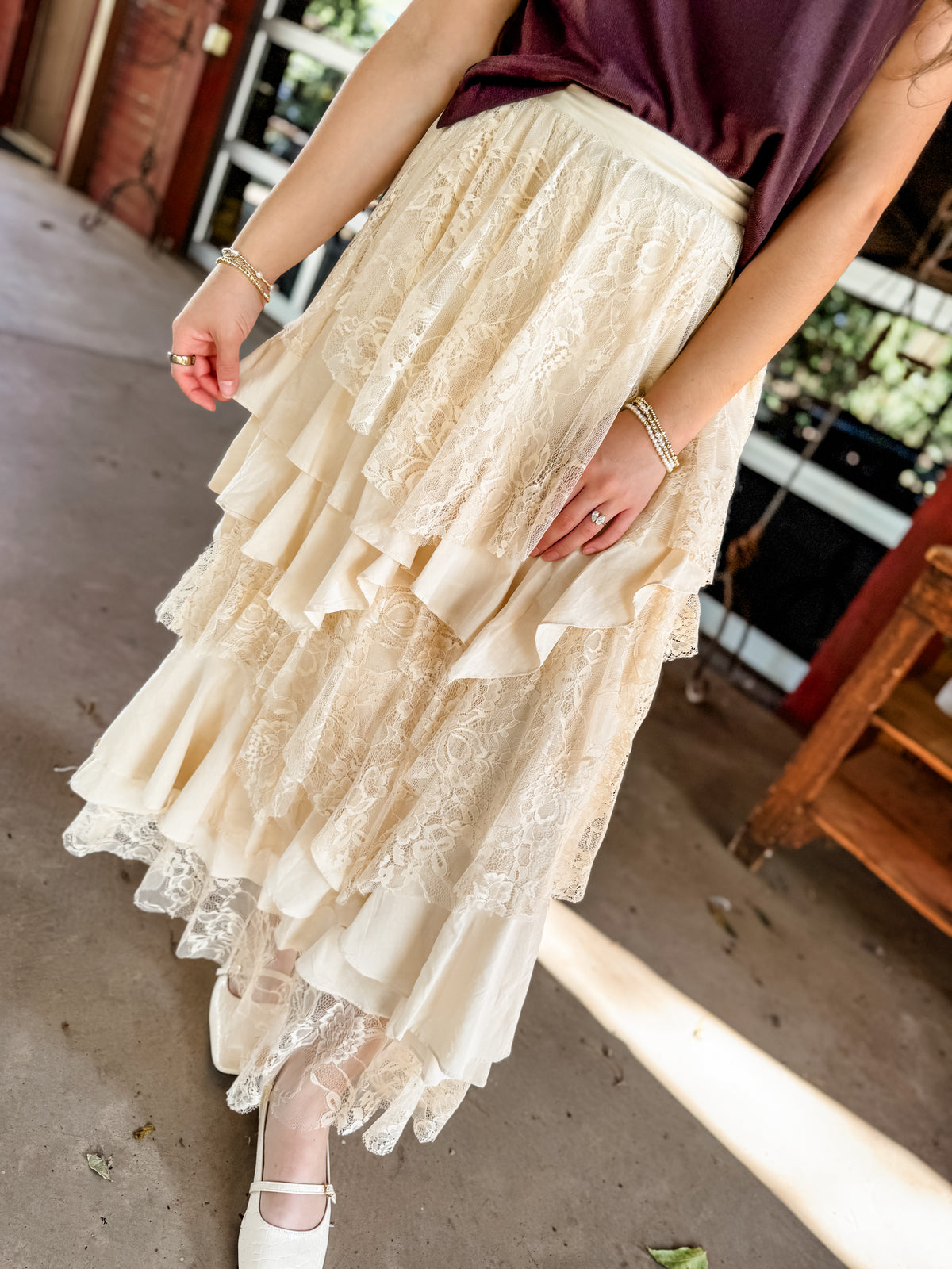 Lacey Tiered Maxi Skirt