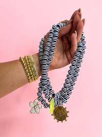 Navy Stripe Necklace- 3 Pendants