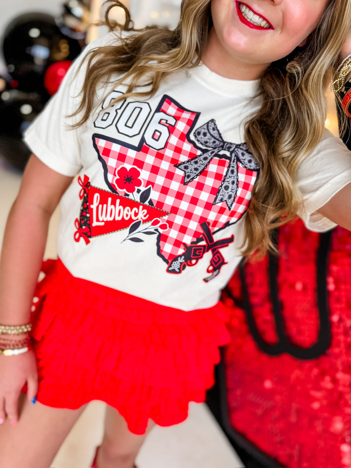 Gingham Guns Up Tee