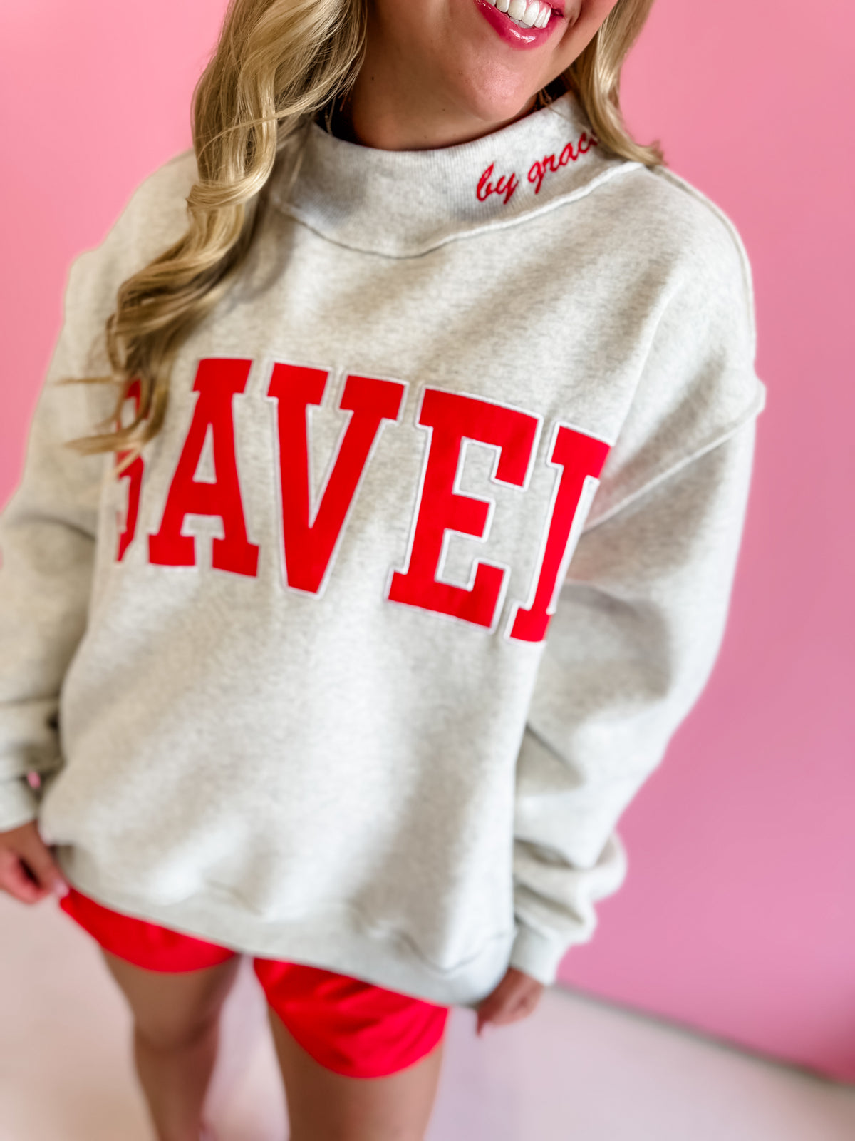 Red Saved By Grace Mockneck