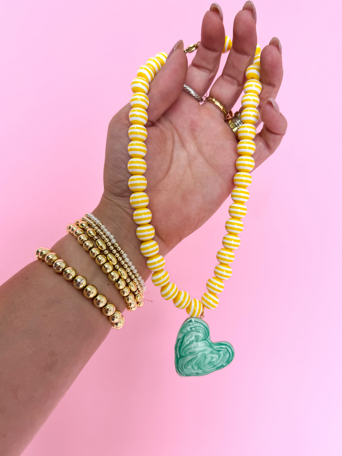 Yellow Stripe Necklace-2 Pendant